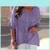 Cotton Linen V Neck Pullover Shirt With Loose Fit For Casual Office Wear