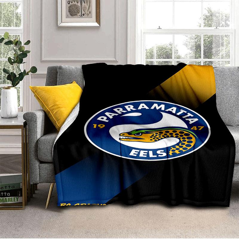 Parramatta Eels Team Crest Blanket Suitable for Sofas, Beds, Offices, And Camping - Perfect Gift for Halloween Christmas