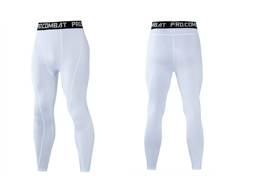 Men's Blue Quick-Dry Compression Tights for Running and Volleyball Training.
