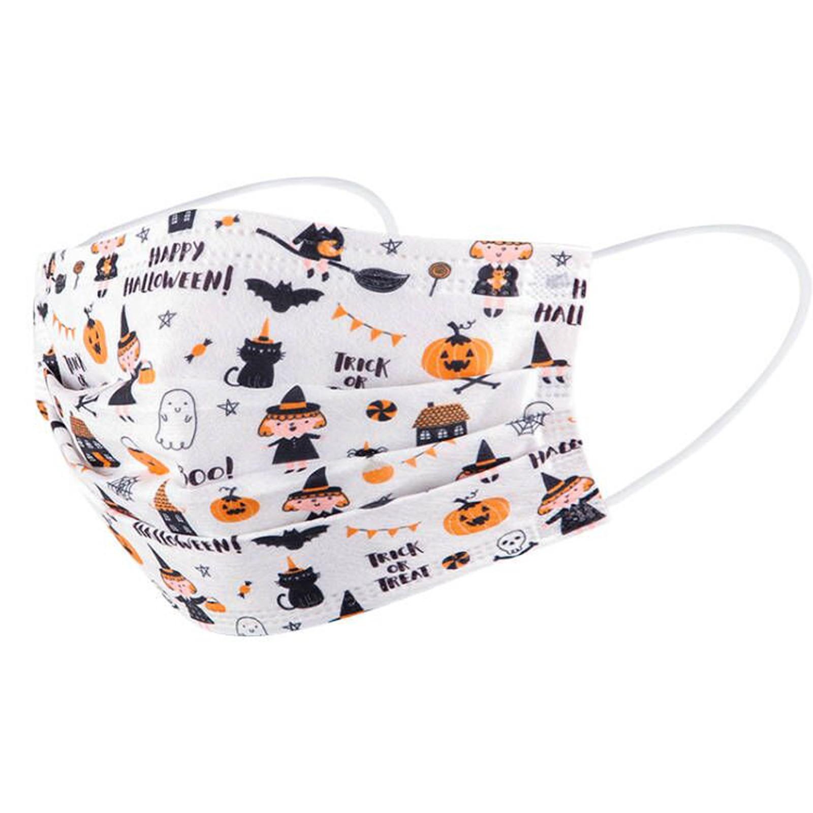 

100PCS Unisex Disposable Face Mask Adults Halloween Horror Print Facial