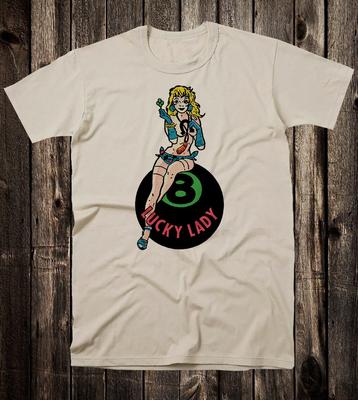 Men's T Shirt Hot Rod Novelty Lady Luck 8 Ball Drag Race Racing Lucky