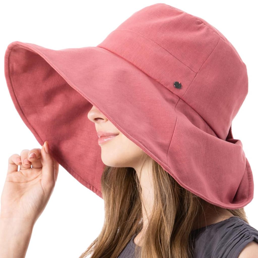 Large Wide Brim Gracia UV Cooling Full Sun Hat with Chin Strap Loo&c Women's Hat, 2-Way, Protection, Touch, Protection, Spring/Summer (JP, Alphabet,