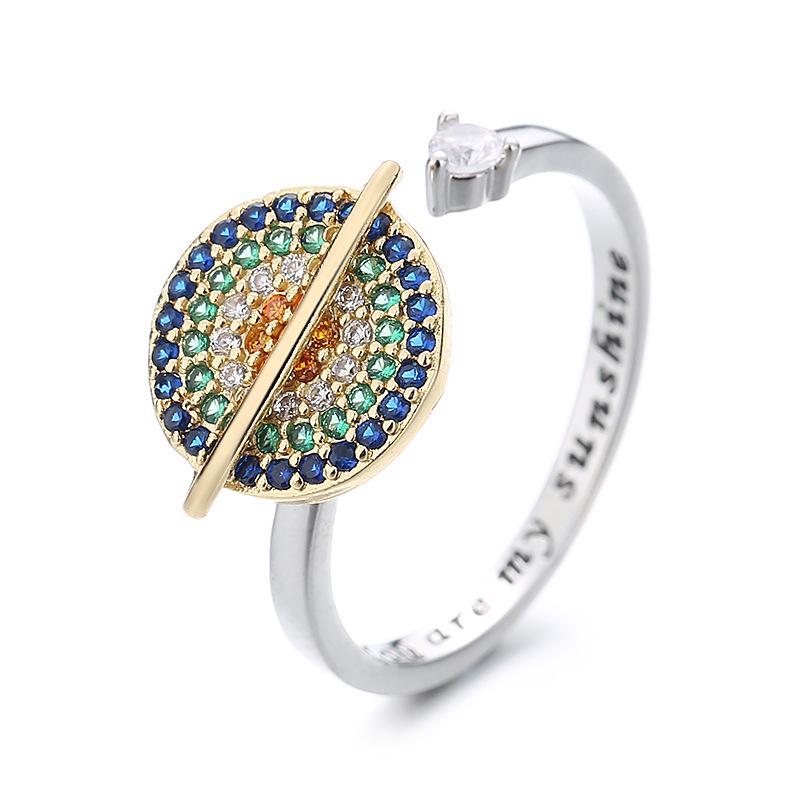 Colorful Zircon Planet Engraved Rotating Ring - Anxiety Relief Light Luxury Open Index Finger Jewelry