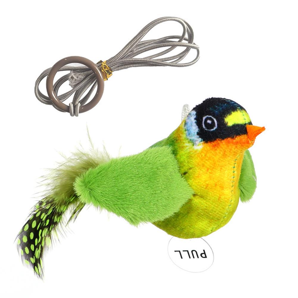 Bird Cat Feather Toy - Teaser Toy Touch Activated for Kitten, Funny Chirping Bird Interactive Toys Retractable Hanging