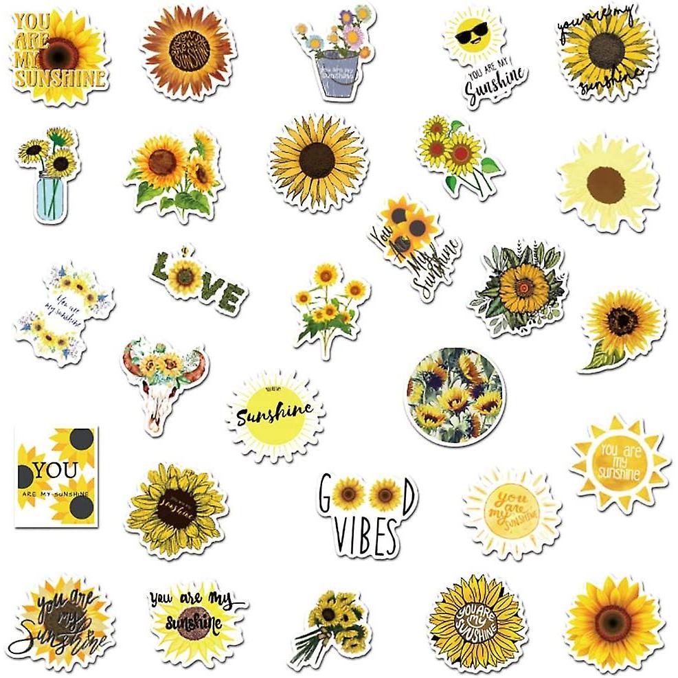 Sonnenblumen-Aufkleber | 50er-Pack | Niedlich, Wasserdicht, Ästhetisch, Trendige Aufkleber für Teenager, Mädchen, Perfekt für Laptop, Hydro Flask, Handy, Skateboard, Reisen | Extra D