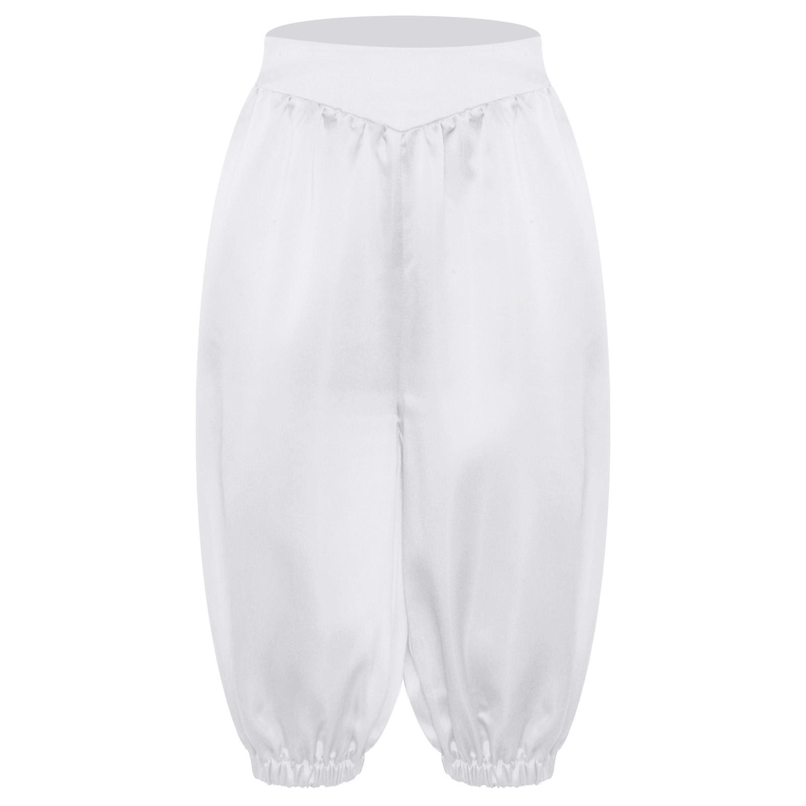 

Дитячі середньовічні штани-капрі унісекс однотонні з високою посадкою, еластичною талією, для Хелловіну, карнавалу 5-6 Years слонова кістка