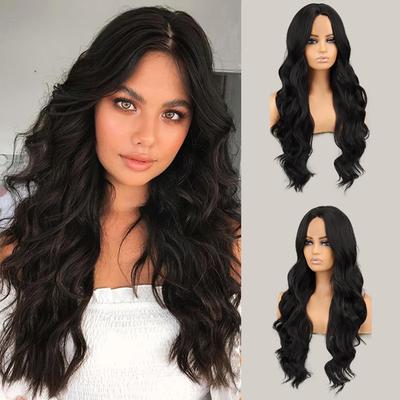 Parrucche Sintetiche Lunghe Ondulate Capelli dall'Aspetto Naturale per Donne Parrucche Halloween Coustume Parrucche Cosplay