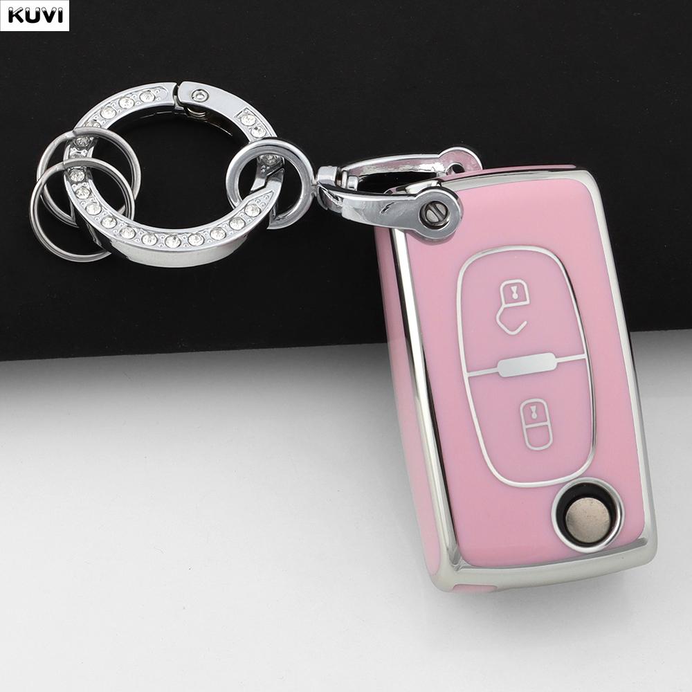 Fashion TPU Car Key Case Cover Keychain Fob Shell For Citroen C2 C3 C4 C5 C6 Xsara Berlingo For Peugeot 207 307 308 407 607 807