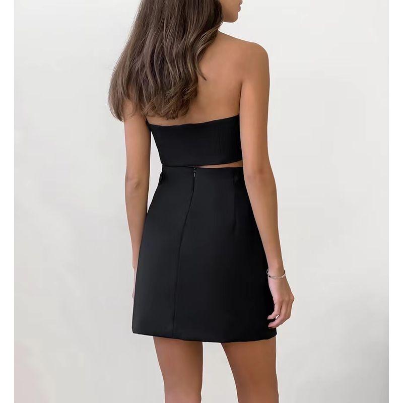 Fashion Style Sexy Halterneck Vest Short Skirt Two-piece Set Hanging Neck Vest Half Skirt Set