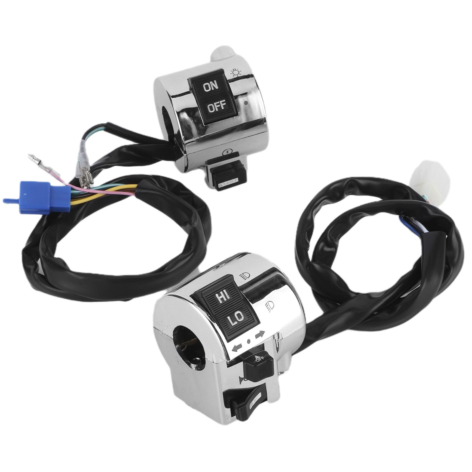 EBTOOLS Paire Commutateurs Guidon Moto Universels 25mm - Klaxon Phare Clignotant