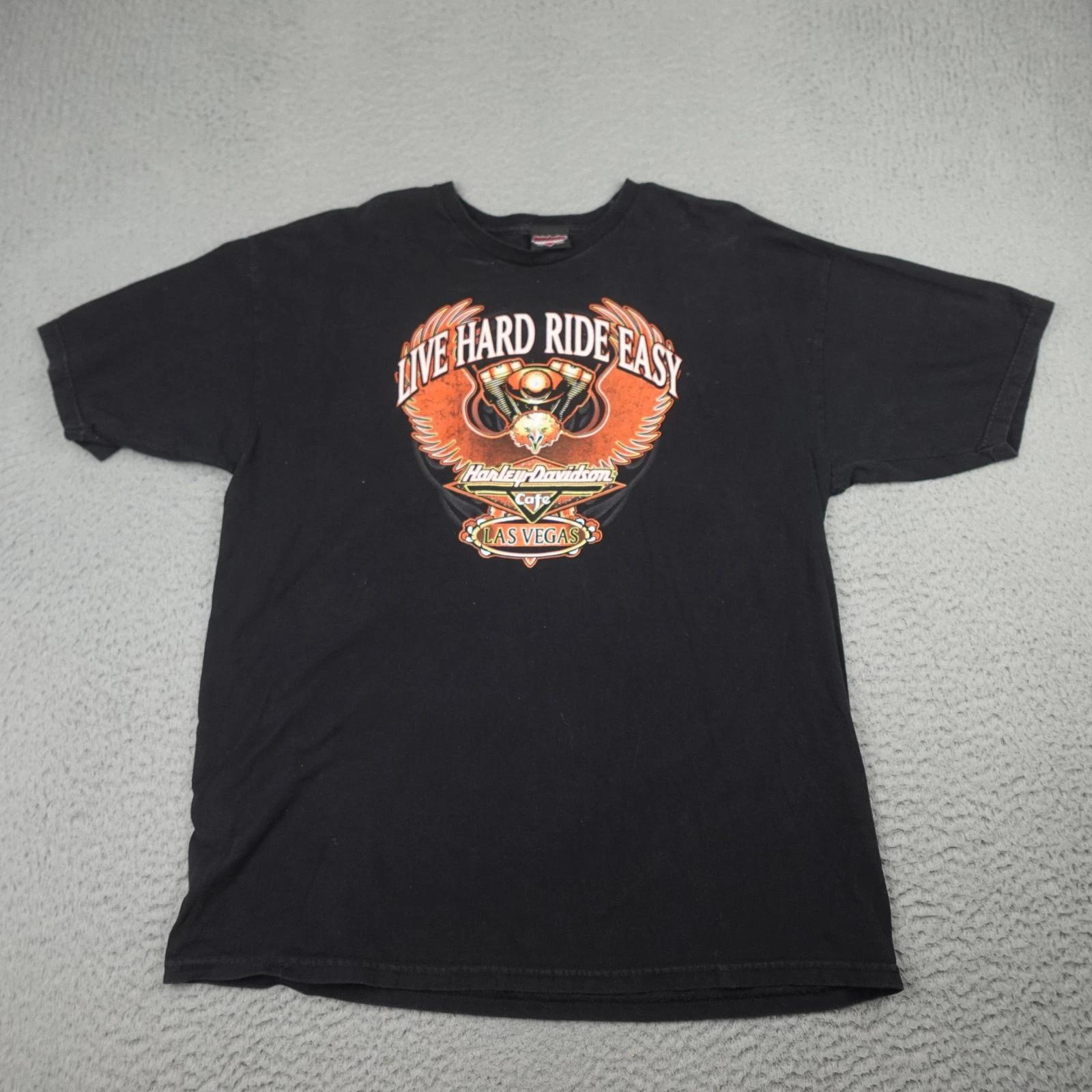 Vintage Harley-Davidson Shirt Mens XL Live Hard Ride Easy Las Vegas USA 90s XL