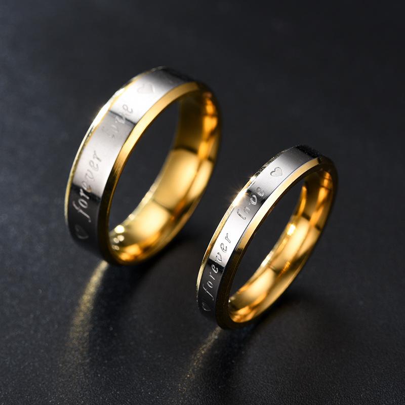 Romantic Forever Love Letter Couple Rings For Men Women Stainless Steel Rings Wedding Engagement Rings Anniversary  Gift