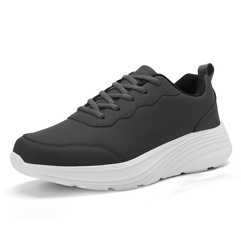 Mens Running Shoes Fashion Ultralight Leather Sneakers Summer Breathe Snug Lace Up Design Versatile Casual Shoes Daily Commuting