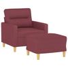 Armchair with Footstool Burgundy 60 Cm Fabric