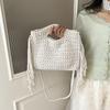 Yogodlns Knitted Tassel Bag New Summer Vacation Style Single Shoulder Diagonal Cross Woven Bag Fashionable Simple Women's Handbag