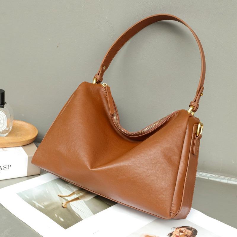 Fashion Vintage Genuine Leather Women's Top Layer Vegetable Tanned Cowhide Pillow Bag Women's Crossbody Handbag