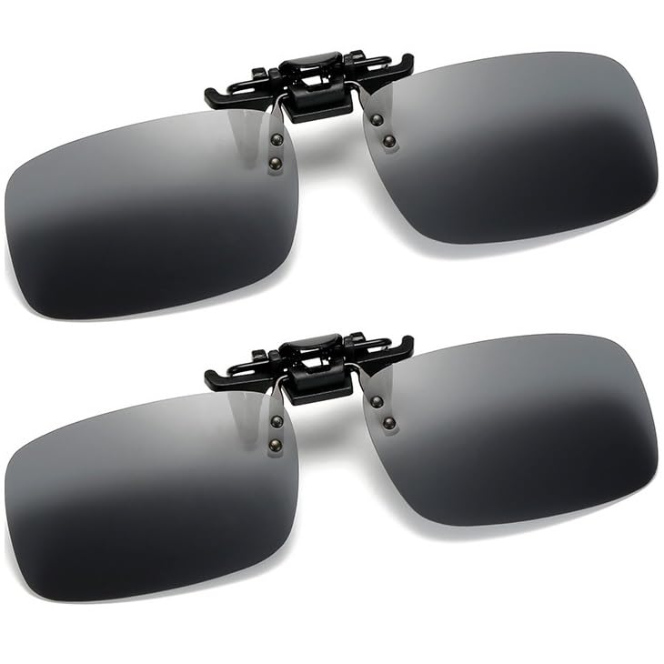 

[VERISSY] Накладные солнцезащитные очки, Набор из 2 шт., Поляризованные, Откидная конструкция, Для мужчин и женщин, Надеваются поверх обычных очков, Защита от УФ, Чехол в комплекте, На клипсе,