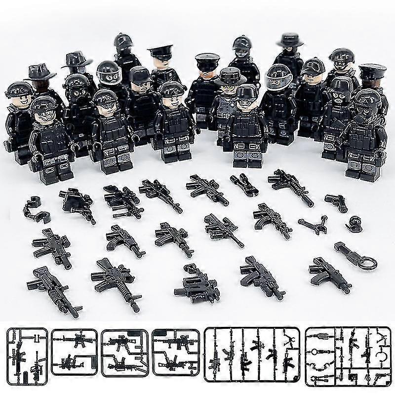 Zk-22 Pcs/set Military Building Blocks Series Black Special Police And Off-road Vehicle Set Small Particles Assembled Minifigure Toy