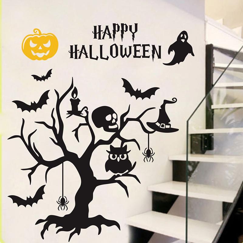 

Happy Halloween Pumpkins Skull Wall Decals Window Stickers Halloween Decorations for Kids Rooms Nursery Halloween Party