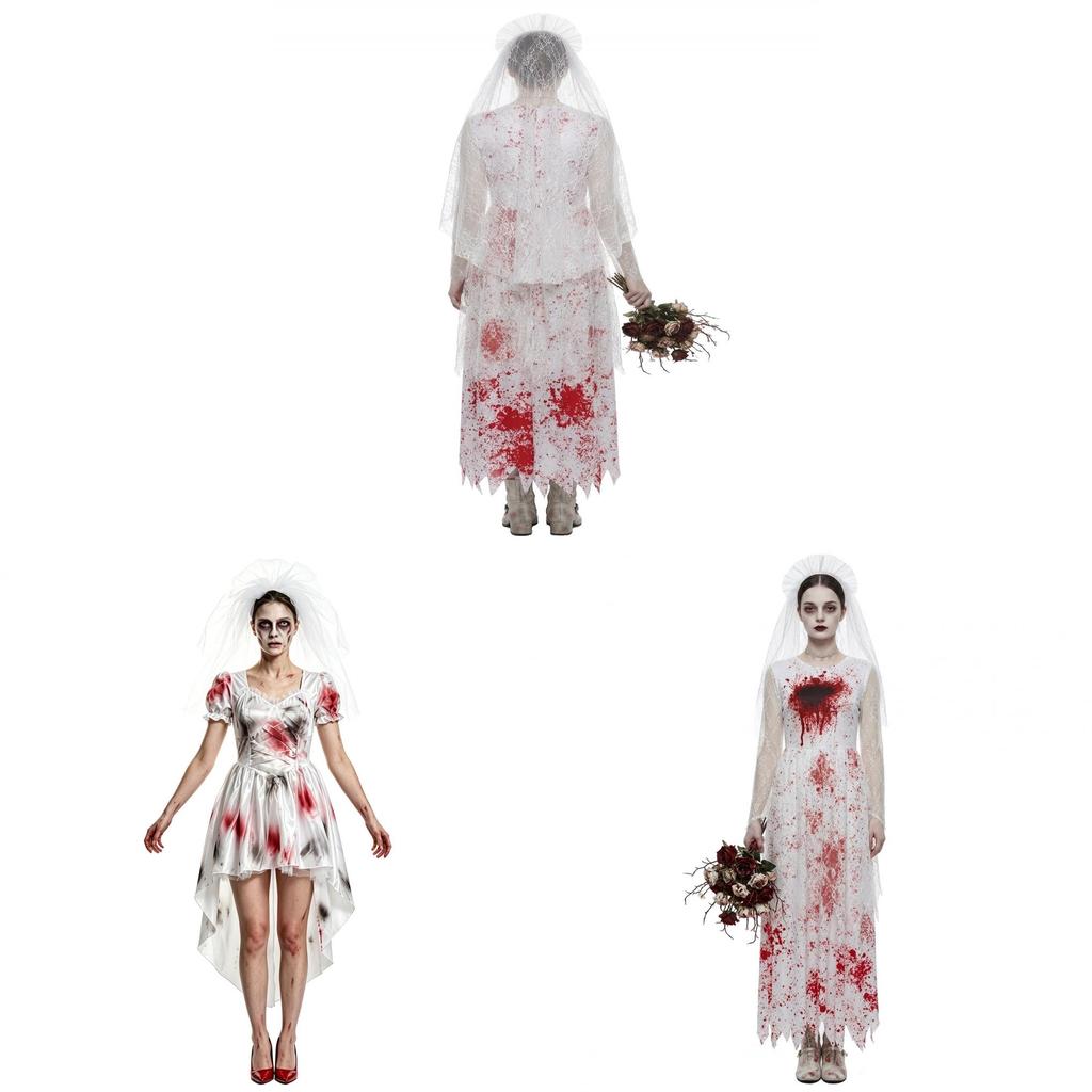 Halloween Ghost Bride Costume Dress Polyester Spandex For Cosplay Party Stage Performance