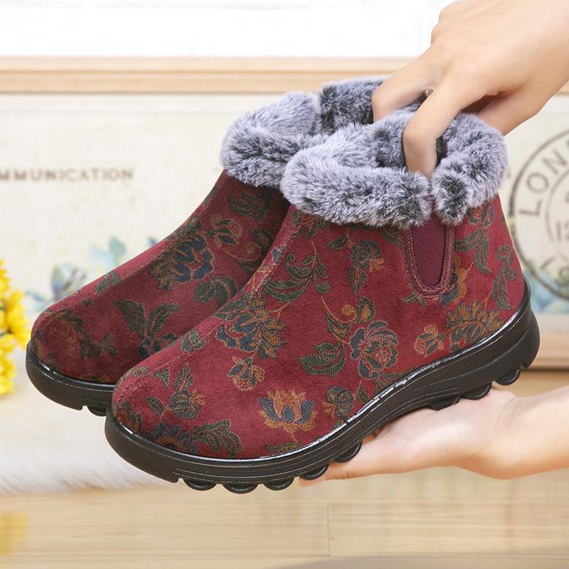 

Зимние ботинки из старой пекинской ткани, женские бархатные теплые женские зимние ботинки с одной педалью, обувь для мам среднего и пожилого возраста, пожилые хлопковые ботинки 41