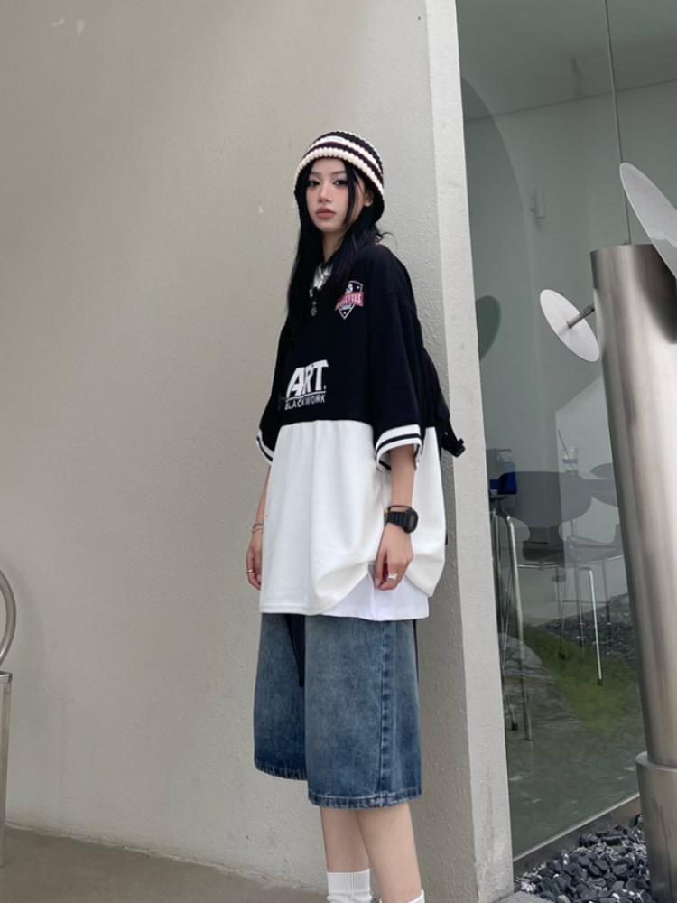 Y2K Wide Leg Trousers Vintage Jeans Women  American Streetwear Casual Washed Pants Korean Fashion Oversize Summer Denim Shorts