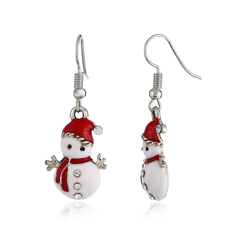 Dainty Cute Hook Earrings Christmas Snowman Earrings Drop Dangle Cartoon Gift Jewelry for Women Girls