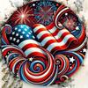 Metal Wall Art Poster, Patriotic American Flag Round Sign for Home Decor