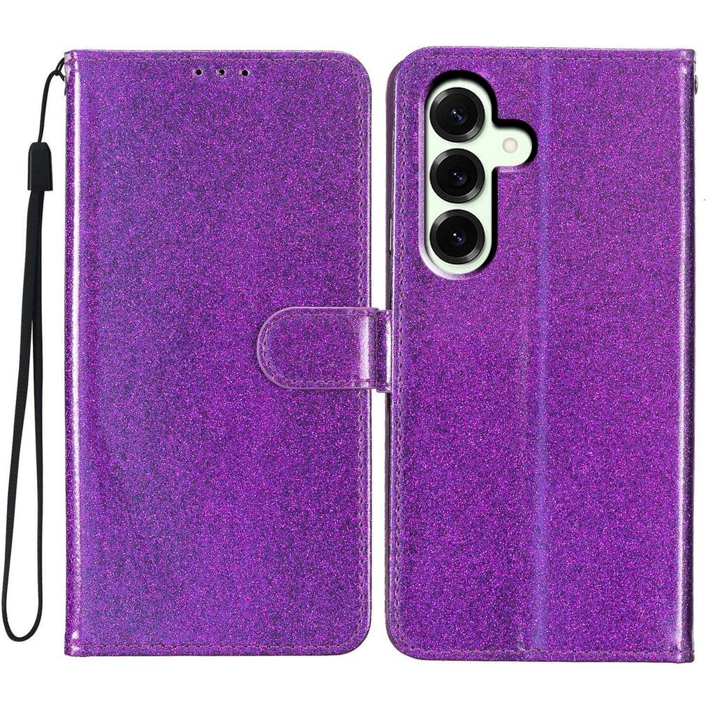 For Samsung Galaxy A17 Wallet Case Glitter Anti-Scratch Leather Stand Phone Cover with Strap