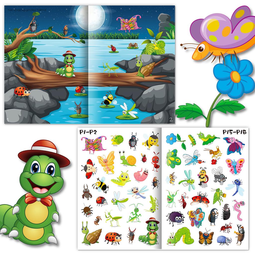 Insect Theme Sticker Book Children's Enlightenment Knowledge of Things Quiet Book Concentration Training Educational Toy Book