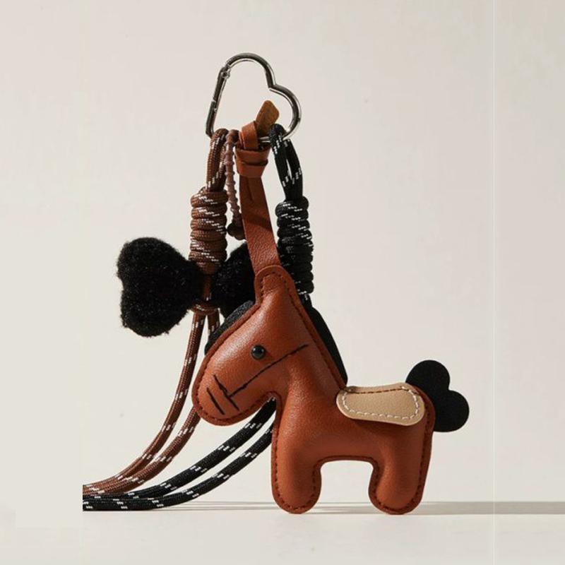 Handmade Nylon Woven Rope Bag Pendant Cute Horse Faux Leather Fashion Backpack Handbag Hanging Bags Accessories