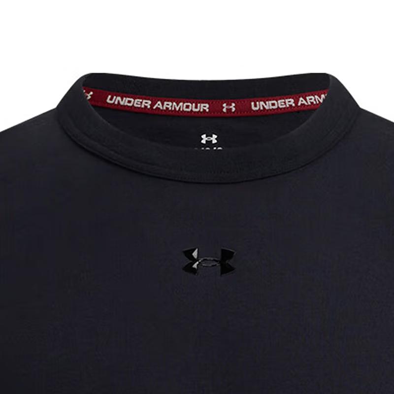 Under Armour Casual Sports Series Solid Color Loose Fit Crew Neck Short Sleeve Breathable T-Shirt Unisex Tops Black 6006007-001