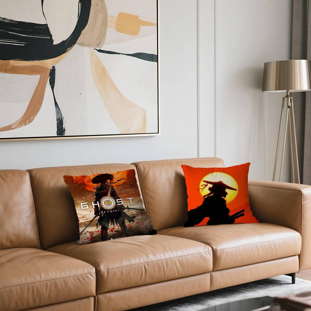 Ghost Of Y-Yotei Stitch Lucky Dragon Pillow Cover Sofa Cushion Cover Home Room Decoration Children Gift