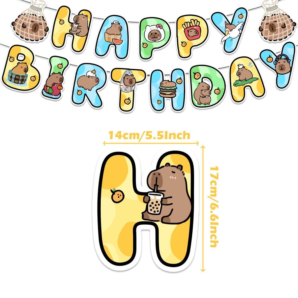 Cute Capybara-Themed Birthday Party Decorations: Balloons, Animal-Shaped Decorations, Capybara Party Banners, Backdrops, and Decorative Accessories