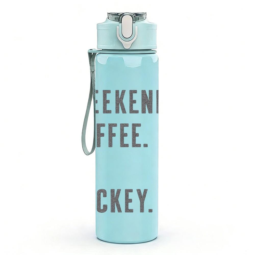 1PC Weekends Coffee And Hockey Text 750ml Color Plastic Sports Water Bottle Leakproof Flip Straw Lid Suitable for Sports Office Home Use
