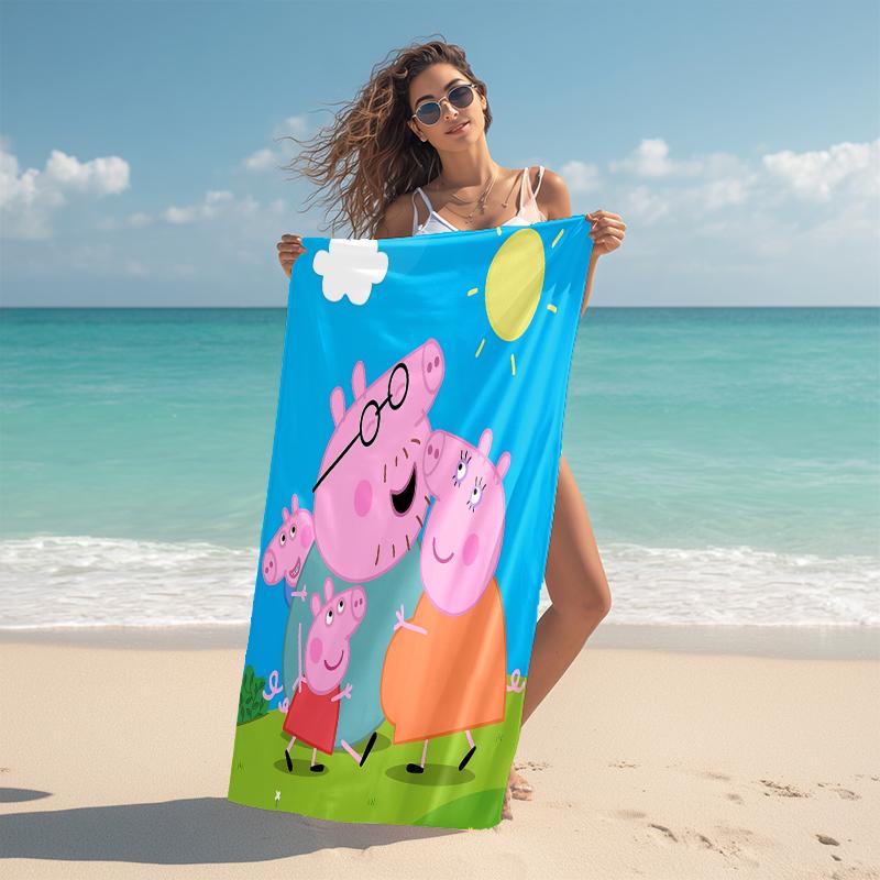 1Pc Peppa Pig Family Day Beach Towel Microfiber Beach Towel Thin Absorbent For Beach Swimming Yoga Bath Sports 0917108