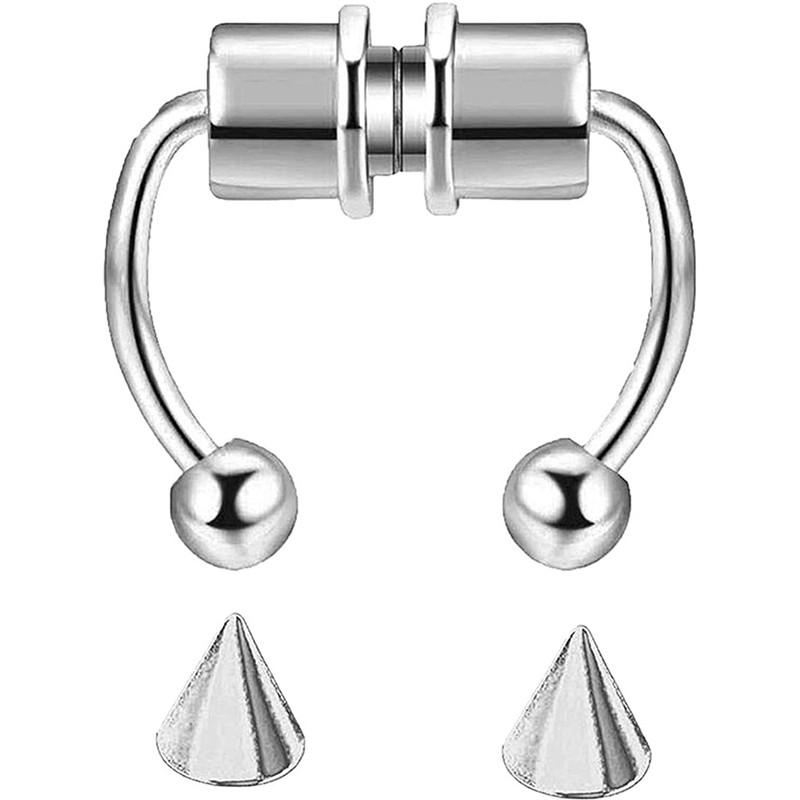 Women Fake Piercing Nose Ring Hoop Septum Piercing Nose Clip Rock HipHoop Stainless Steel Magnet Fashion Body Jewelry