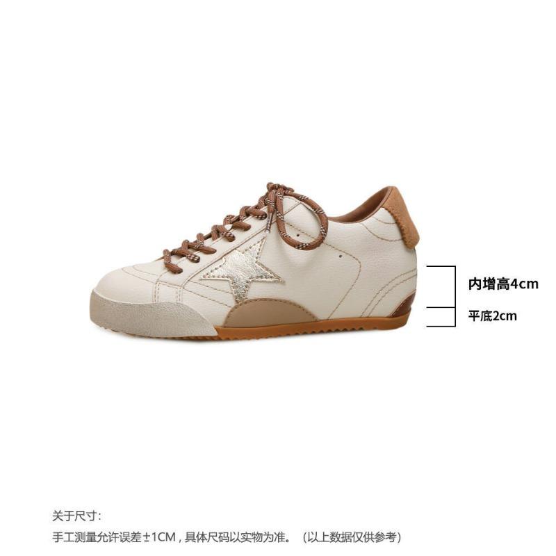 6 Inner Height Increase Mandarin Duck Shoelaces Stars Small Dirty Shoes Women Polish Old Thick-soled Versatile Casual Board Shoes