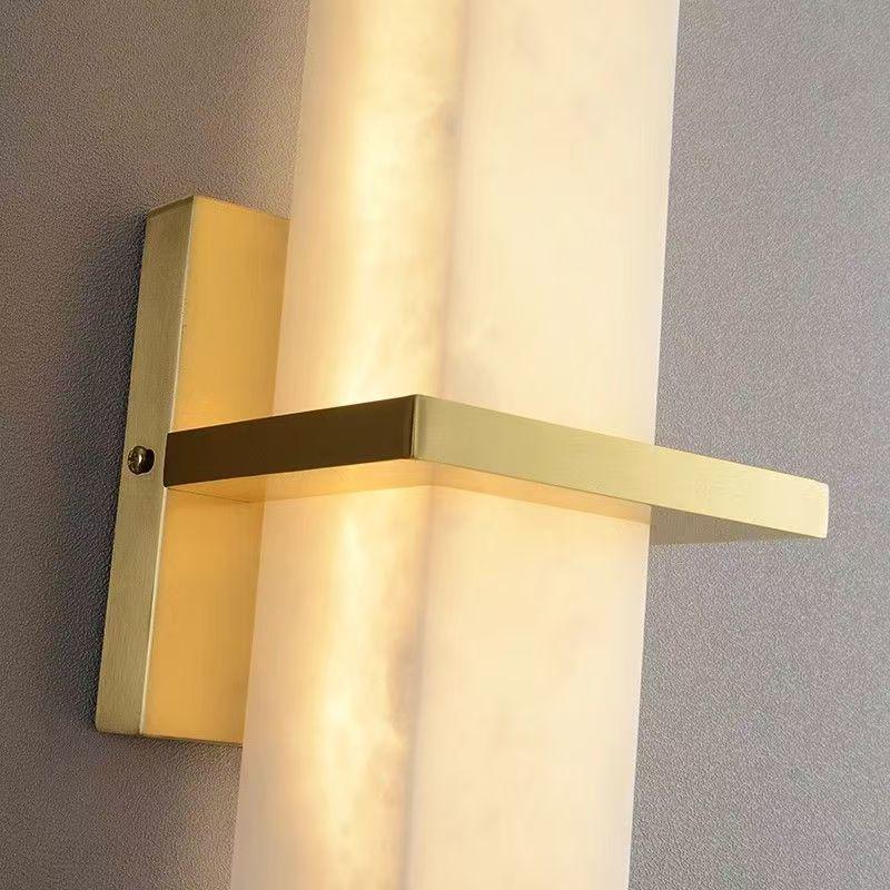 Modern Minimalist Marble and Copper Wall Lamp for Living Room, Study, and Bedroom