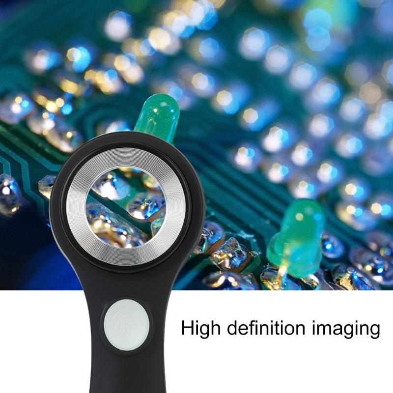 40X Magnifying Glass Rechargeable Handheld Magnifier with Light Brightness Adjustable Double Glass Lens Loupe 