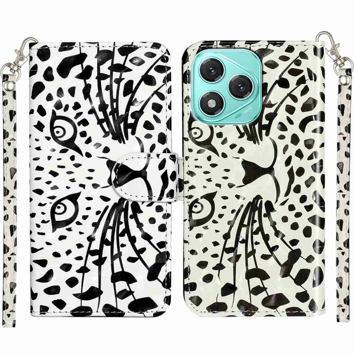 

Чехол-кошелек для Honor 400 Lite 5G, кожаный чехол для телефона с 3D-принтом и ремешком Leopard Head