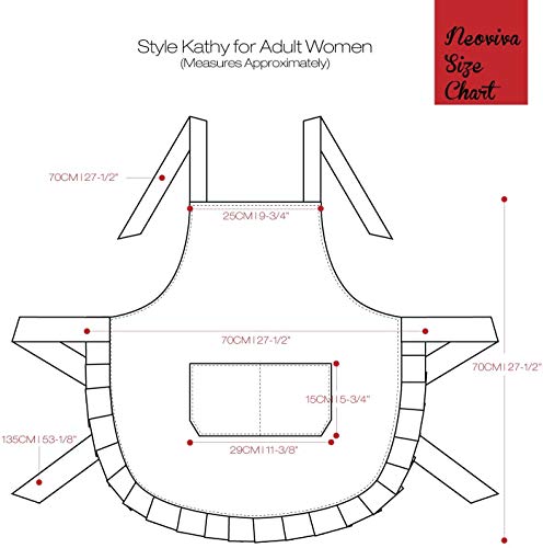 NEOVIVA Kathy Schürze für Damen, Niedlich und Stilvoll, Perfekt für Erzieherinnen, H-Form, Beliebt, Hellblau, Größe L