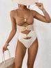 2026 Patchwork Metal Buckle Bestseller Women's One-Piece Swimsuit - European and American Beach Style