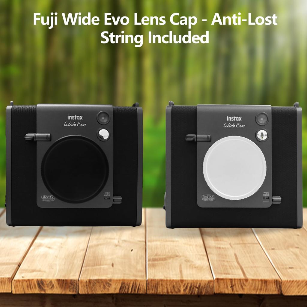 HIYQIN Lens Cap for Fuji Instax Wide Evo, Anti-Scratch Aluminum Lens Cover with Anti-Lost String - Black