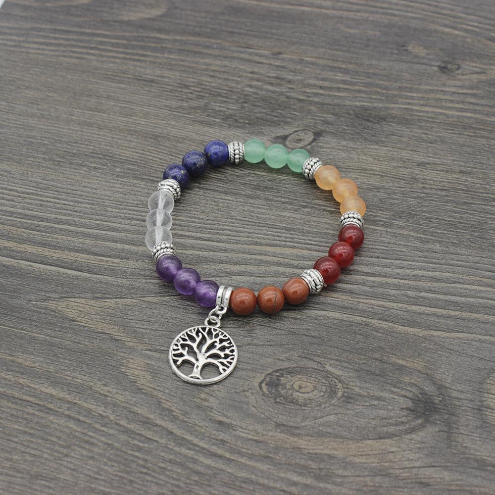 7 Chakra Round Bead Yoga Bracelet - European American Style