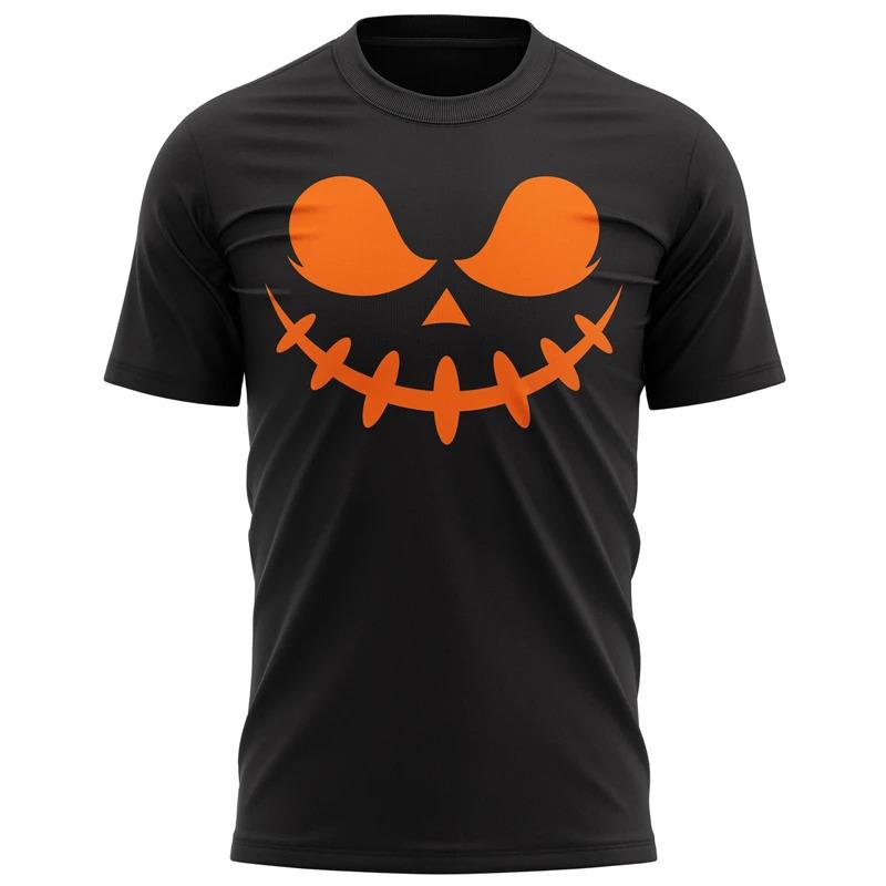 New Fun 3D Pumpkin Face Printed Men's T-shirt Halloween Role-playing Costume Fashionable Oversized T-shirt Casual O-neck Short Sleeved Top