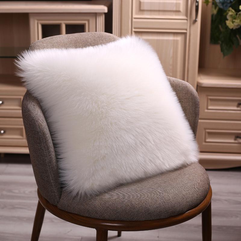 Ins Style Imitation Wool Plush Cushion - Cute Backrest & Bay Window Pillow for Sofa