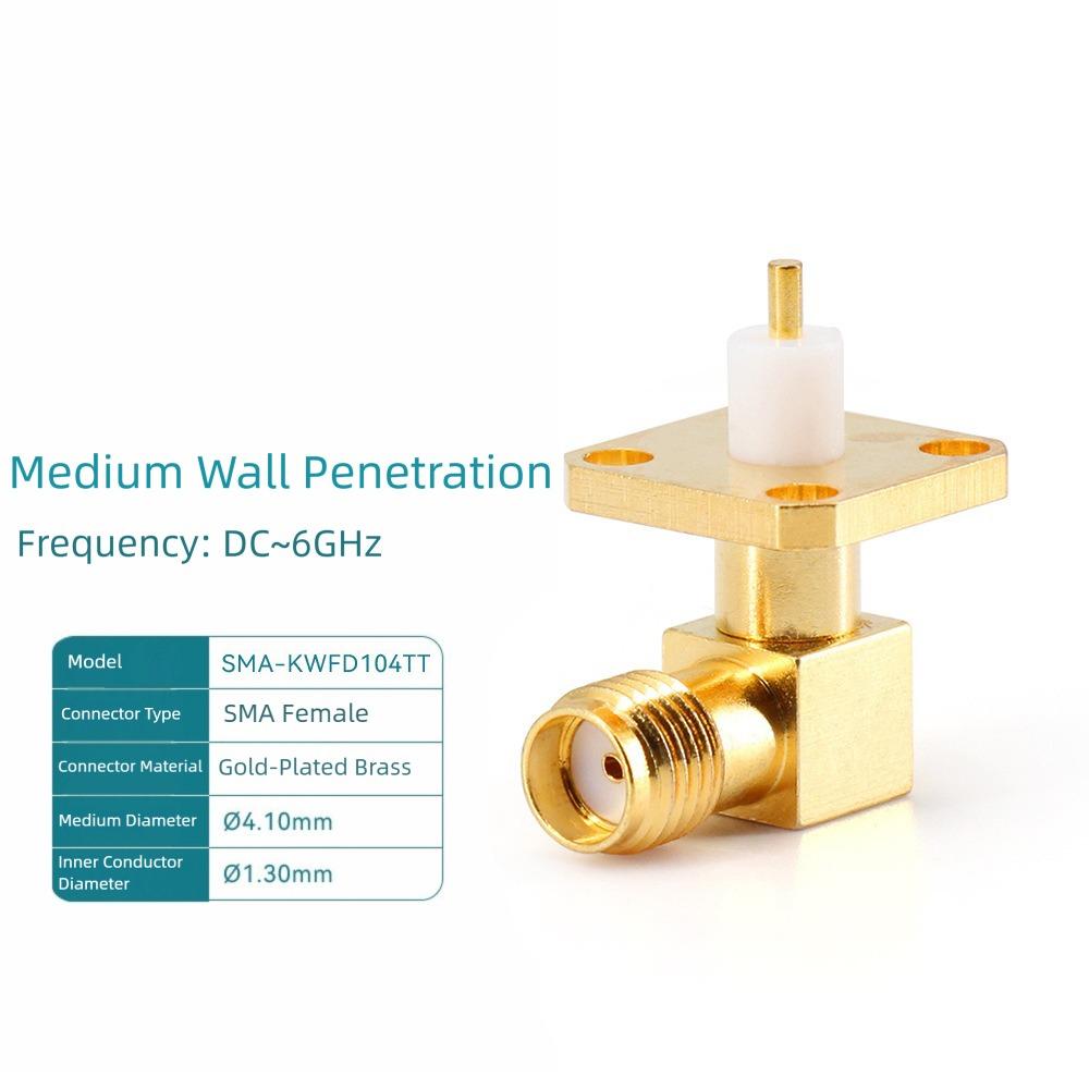 Copper Material SMA Female Connector Four-hole Flange Square Flange RF Coax Connector Gold Plating Solder Terminal
