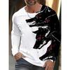 Spring and Autumn Round Neck 3D Animal Wolf Lion Pattern Printed Top Fashionable Casual Long Sleeved Men's T-shirts