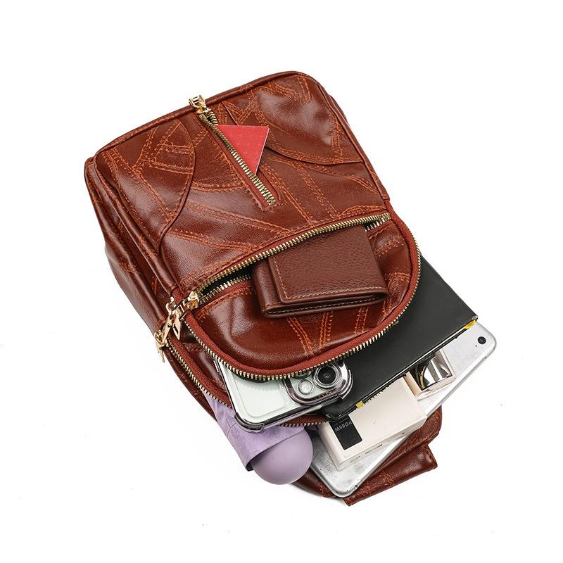 Casual Splicing Soft Leather Messenger Bag Fashion Trend Large Capacity Simple Shoulder Bag Women's Versatile Breast Bag